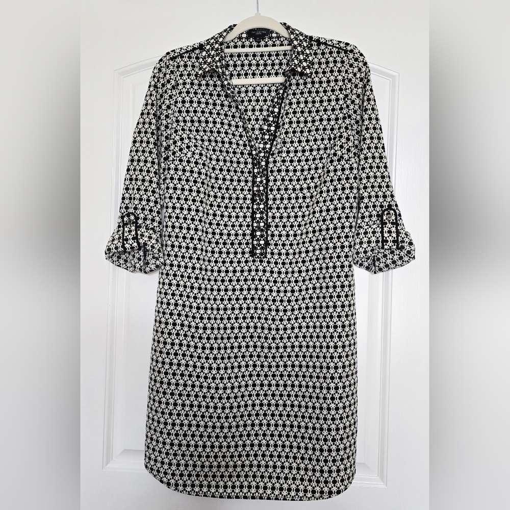 The Limited Ashton Black and White Buttoned Polo Collar Dress